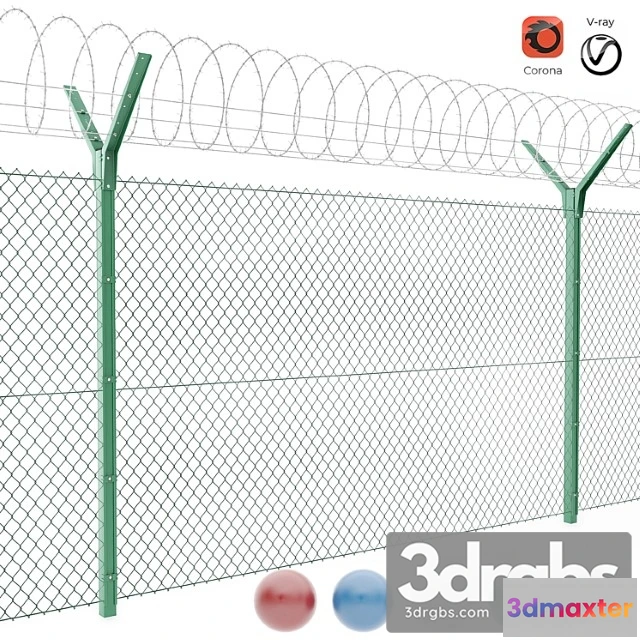 906738 - Chain Link Fence With Spiral Security Barrier