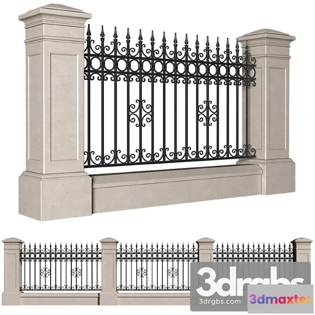 906794 - Fence In Classic Style With Wrought Iron Fence Entrance Driveway Iron Gates