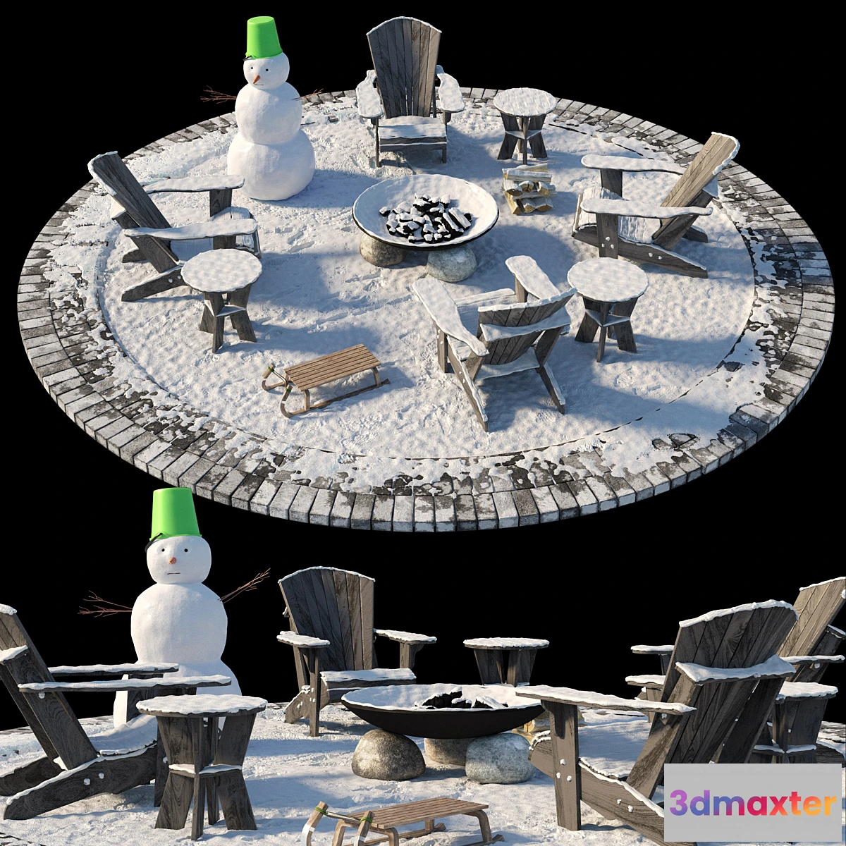 1397436 - Campfire zone (winter) 3D Max