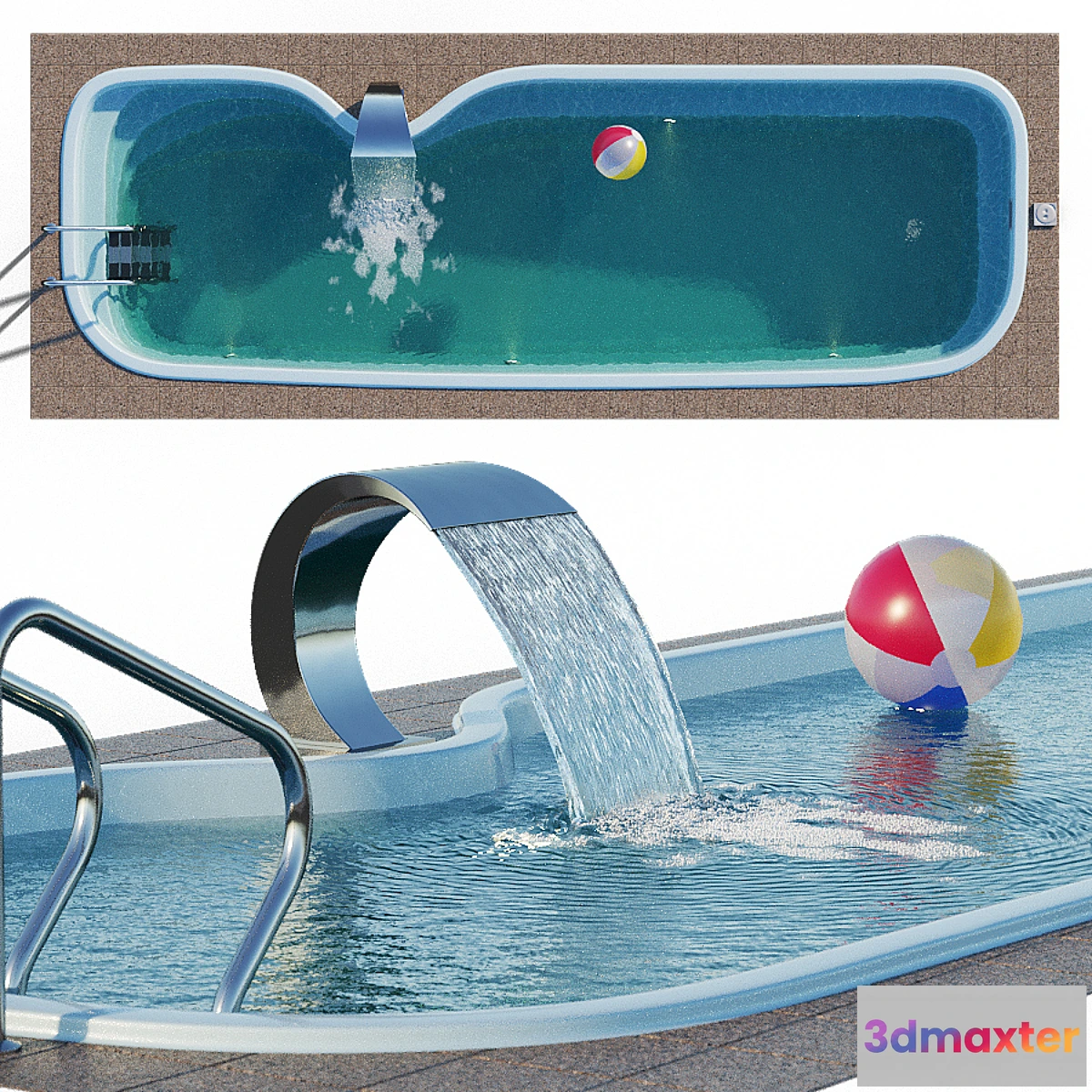 1398812 - Narbonne composite pool with waterfall 3D Max