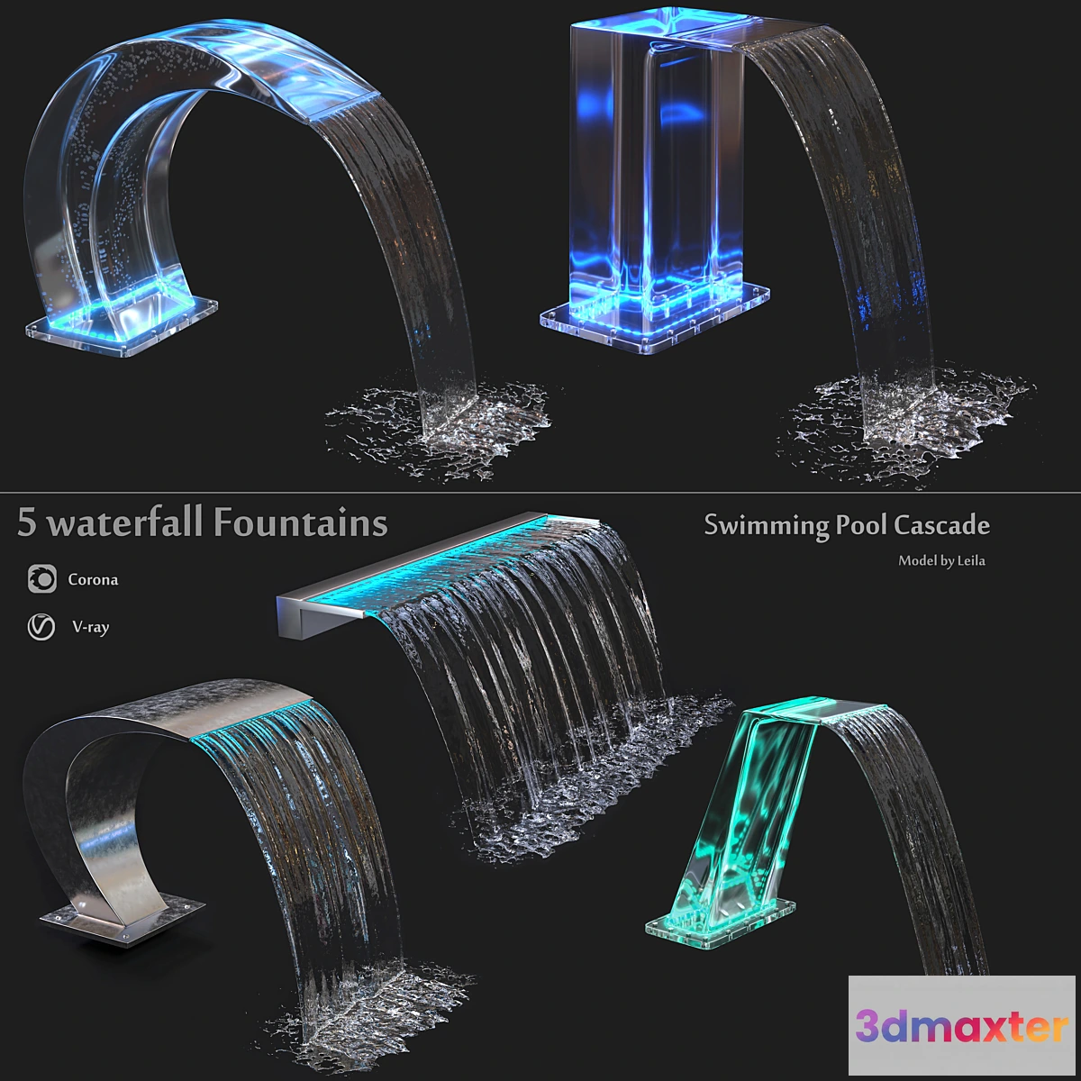 1399920 - Waterfall Fountains Swimming Pool Cascade 3D Max