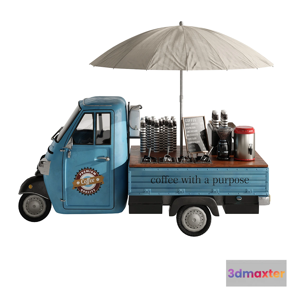 1402484 - Foodtruck coffee blue set 7 3D Max