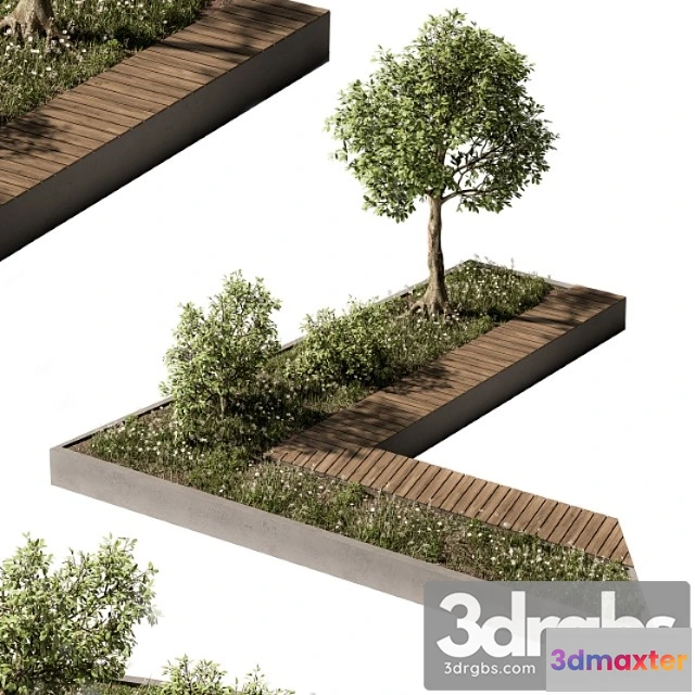 907036 - architecture bench with plants set 24