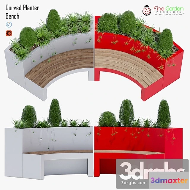 907190 - Curved Planter Bench One