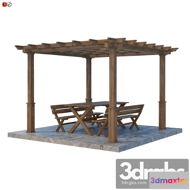 907270 - Garden pergola table and bench 02