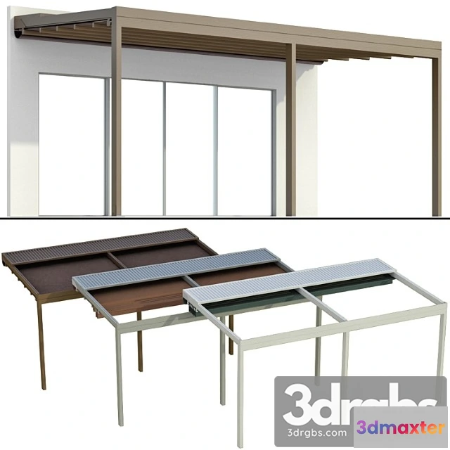 907446 - Metal pergola gazebo canopy with awning