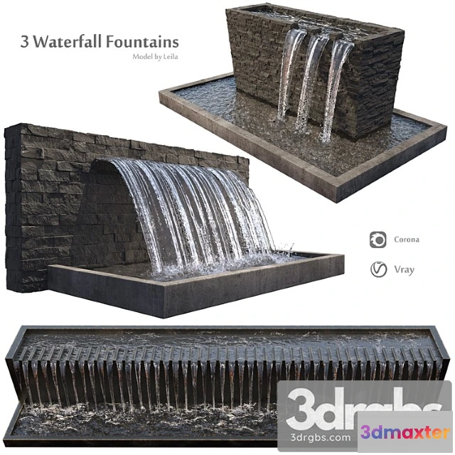 907926 - Waterfall fountains wide rock panel