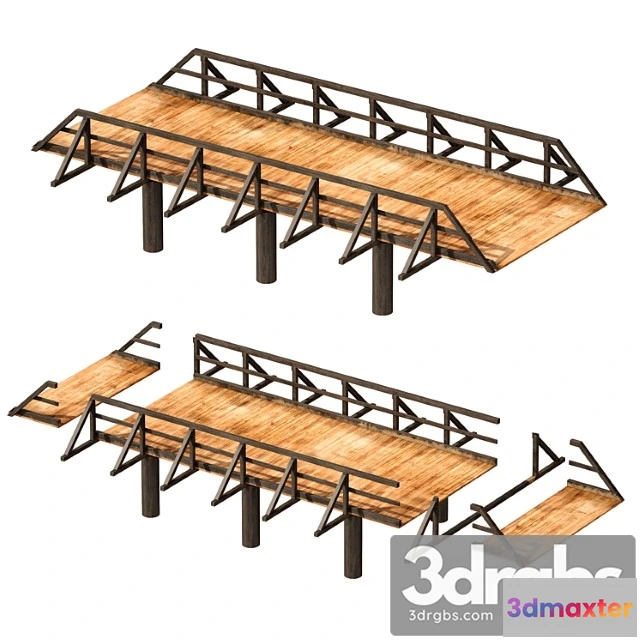 907946 - Wooden bridge over the river constructor