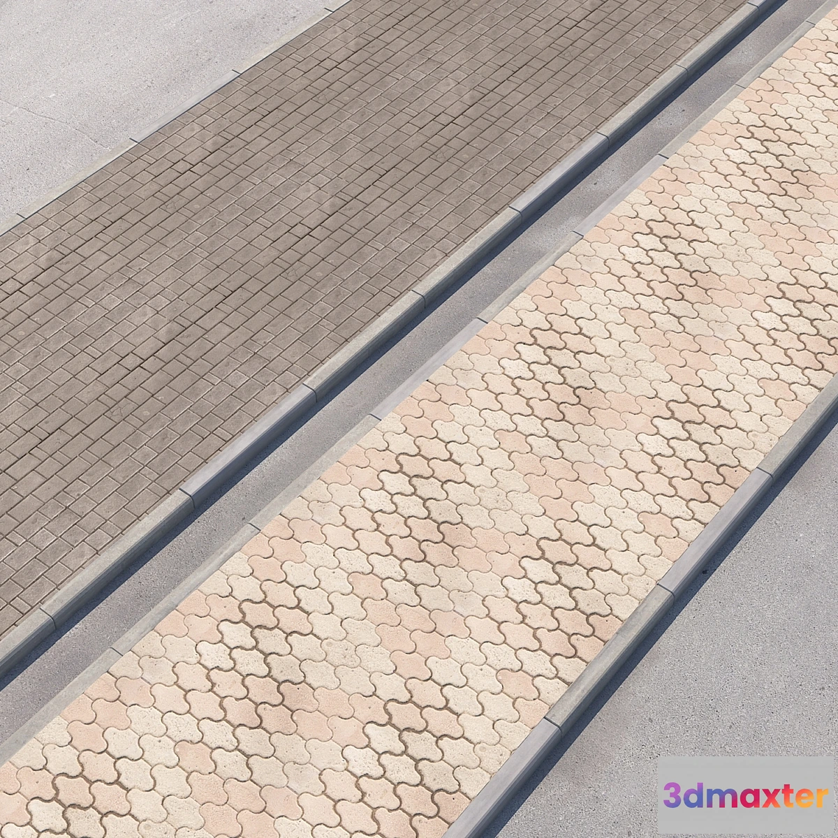 1307589 - 2 sidewalk options with road set_12 3D Max