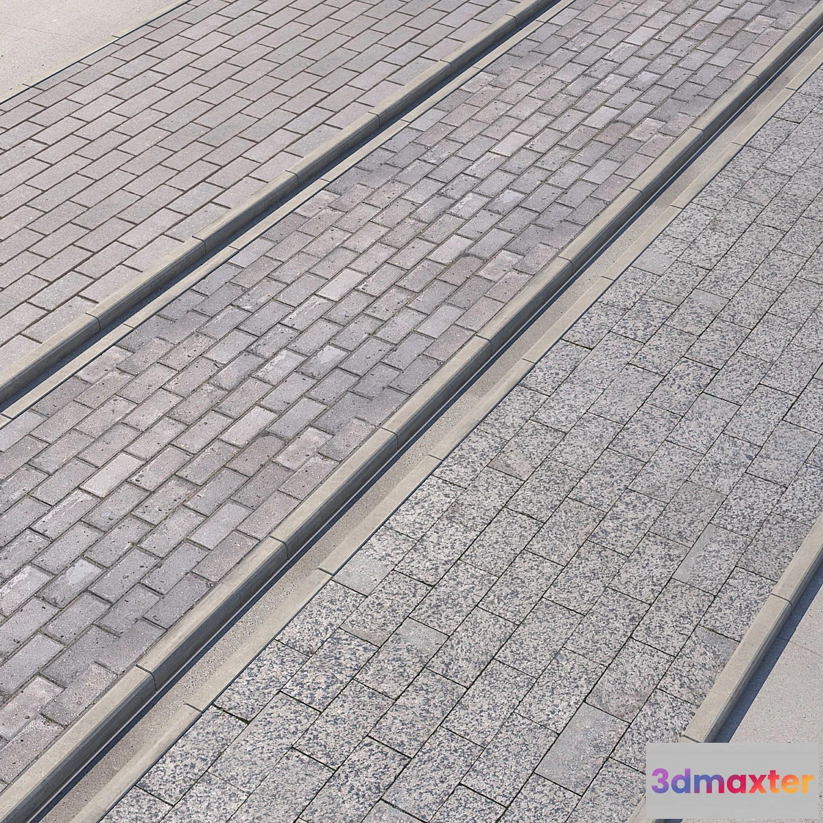 1330052 - 3 variants of pavement with road set_4 3D Max