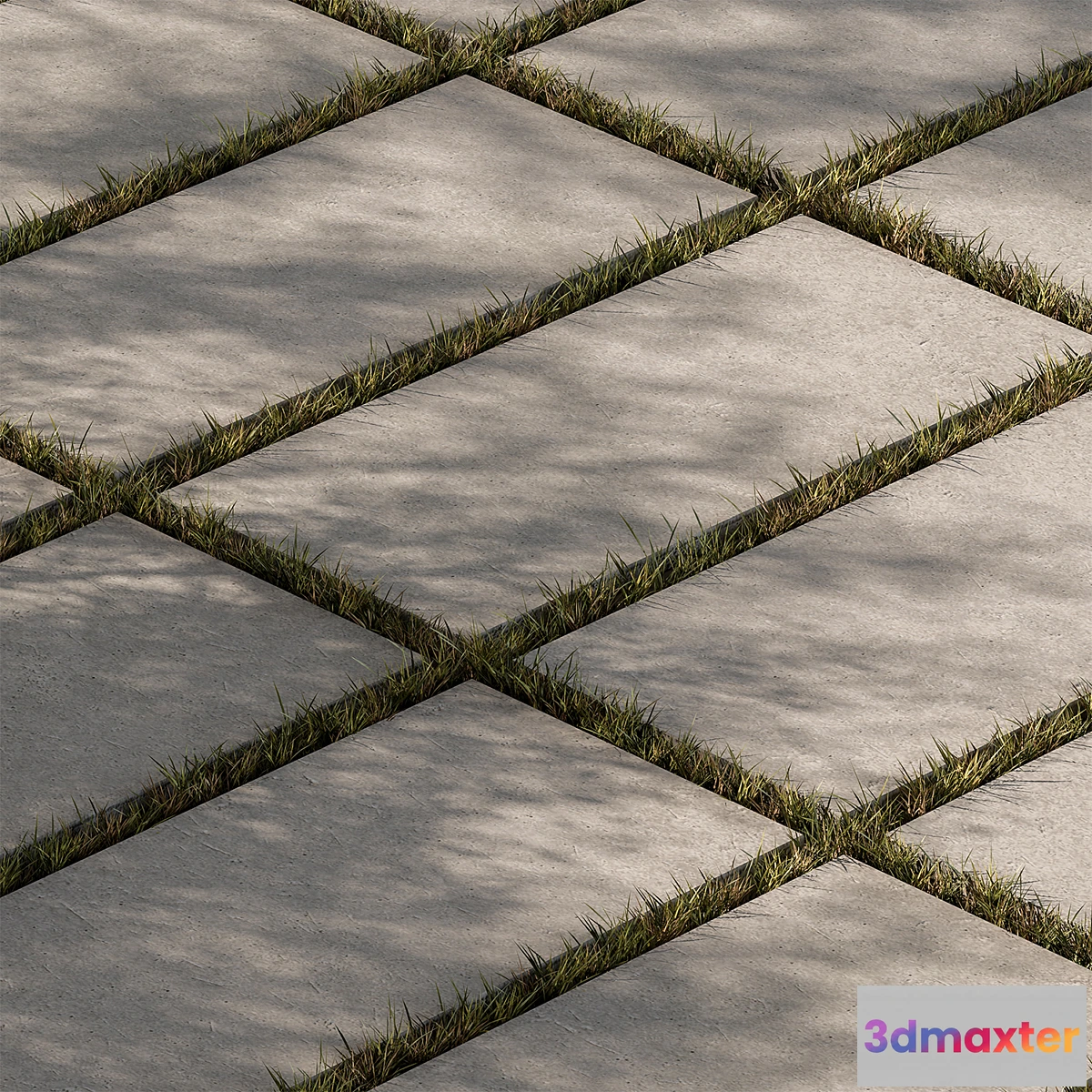 1357001 - Concrete Slab with Grass - Paving 03 3D Max