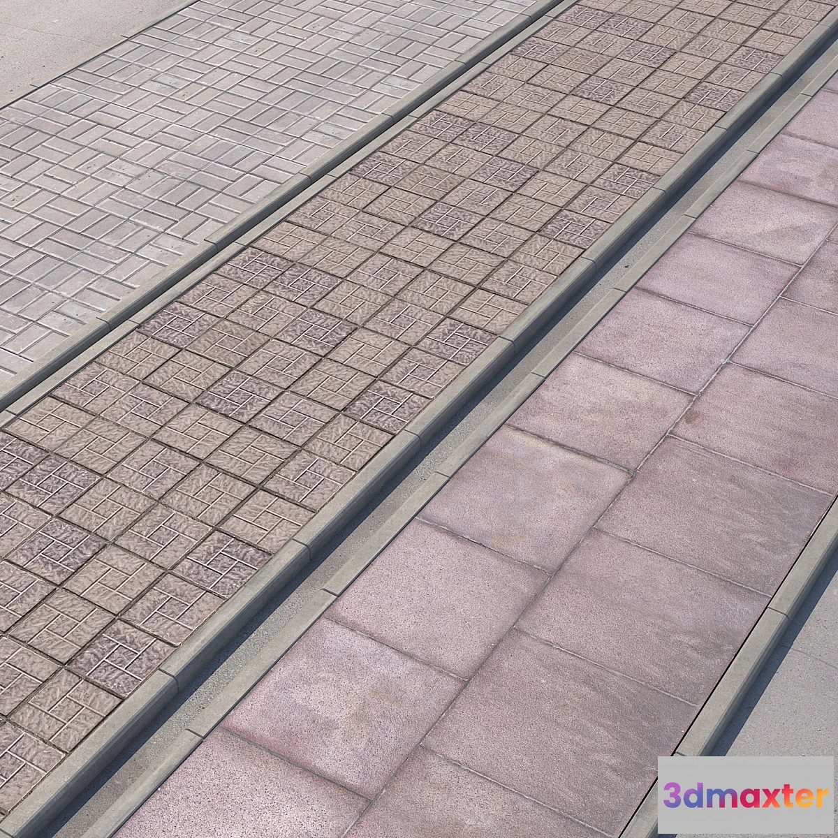 1395680 - 3 variants of pavement with road set_3 3D Max