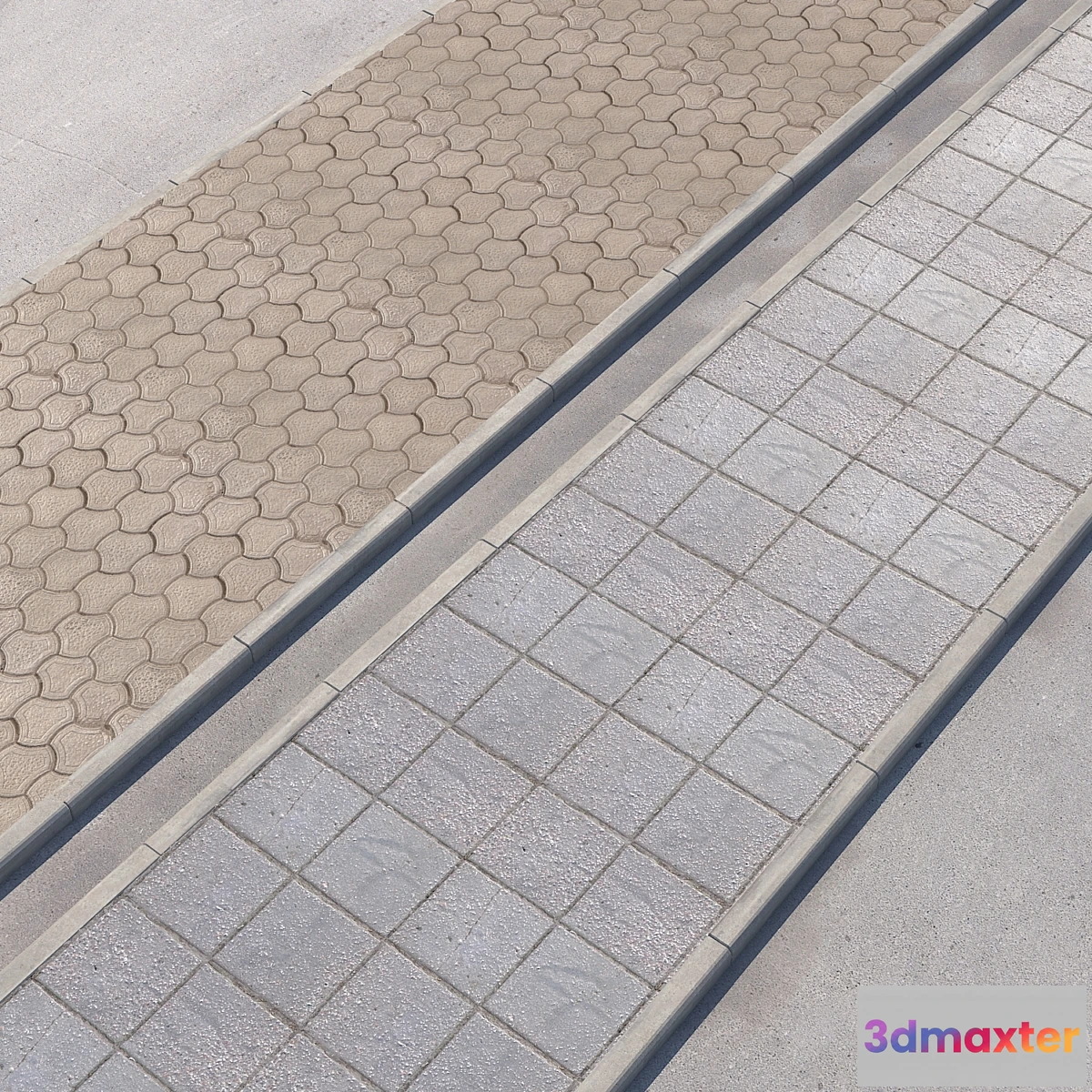 1406856 - 2 sidewalk options with road set_10 3D Max