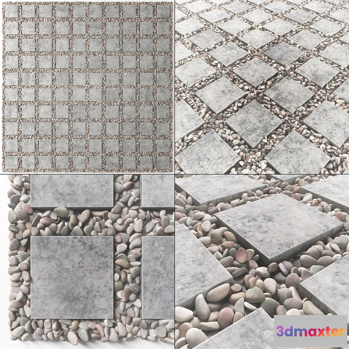 1416214 - Tile square pebble low 2 n3 3D Max
