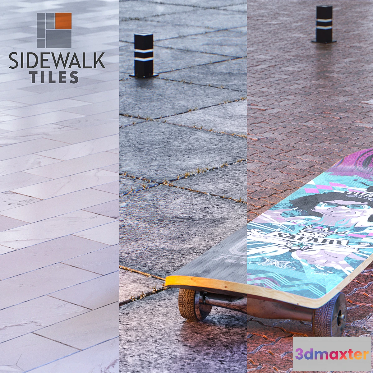 1435818 - Sidewalk Tiles _ Paving Tiles 3D Max