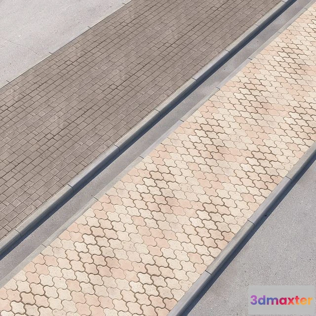 1547967 - 2 sidewalk options with road set_12 3D Max