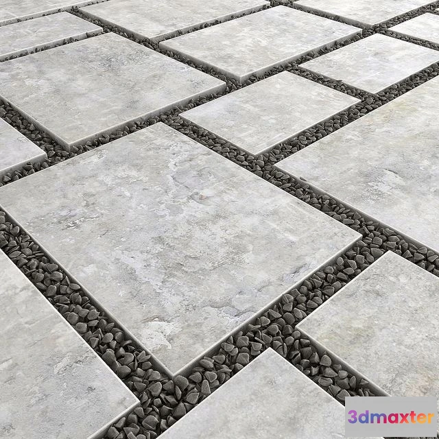 1564890 - Square of slabs with pebbles 3D Max