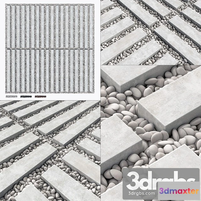 908080 - Paving Long Tile With Pebbles No 7