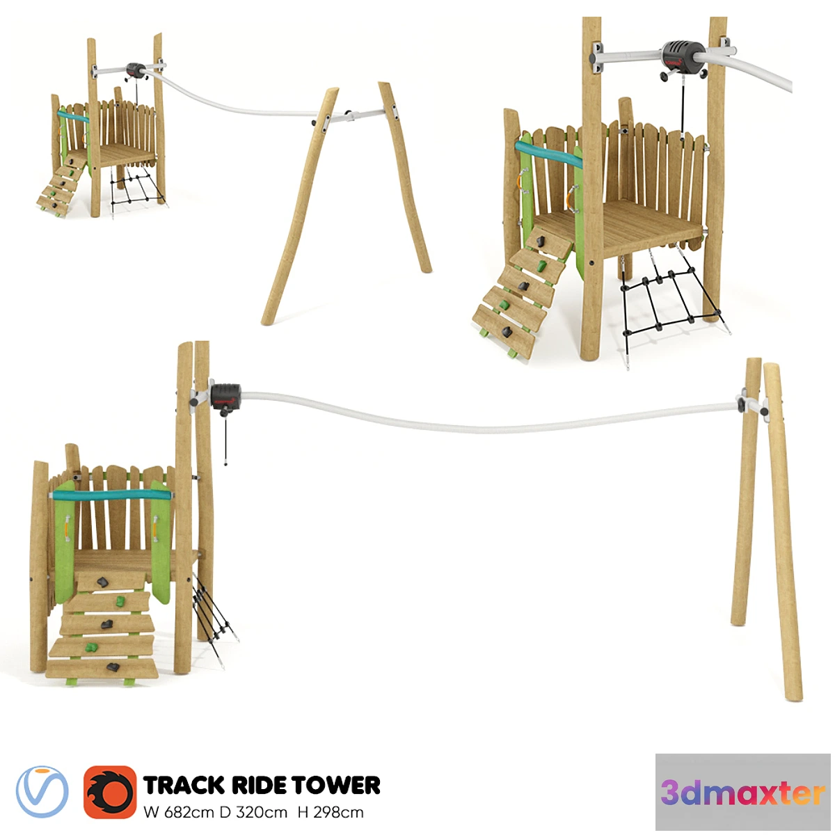 1403408 - KOMPAN. TOWER WITH A CABLE ROAD 3D Max