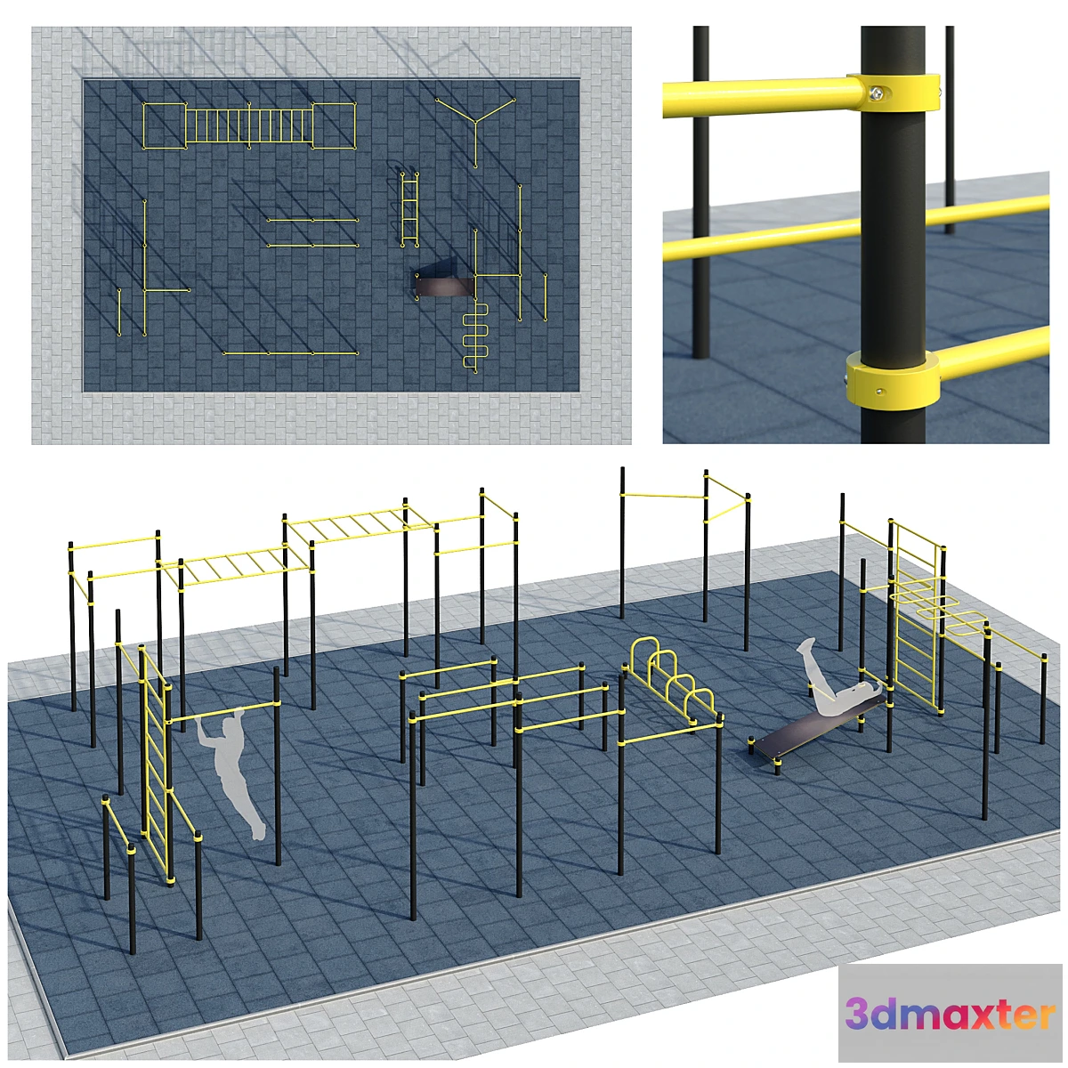 1418006 - Sports ground with pull up bars. Playground 3D Max