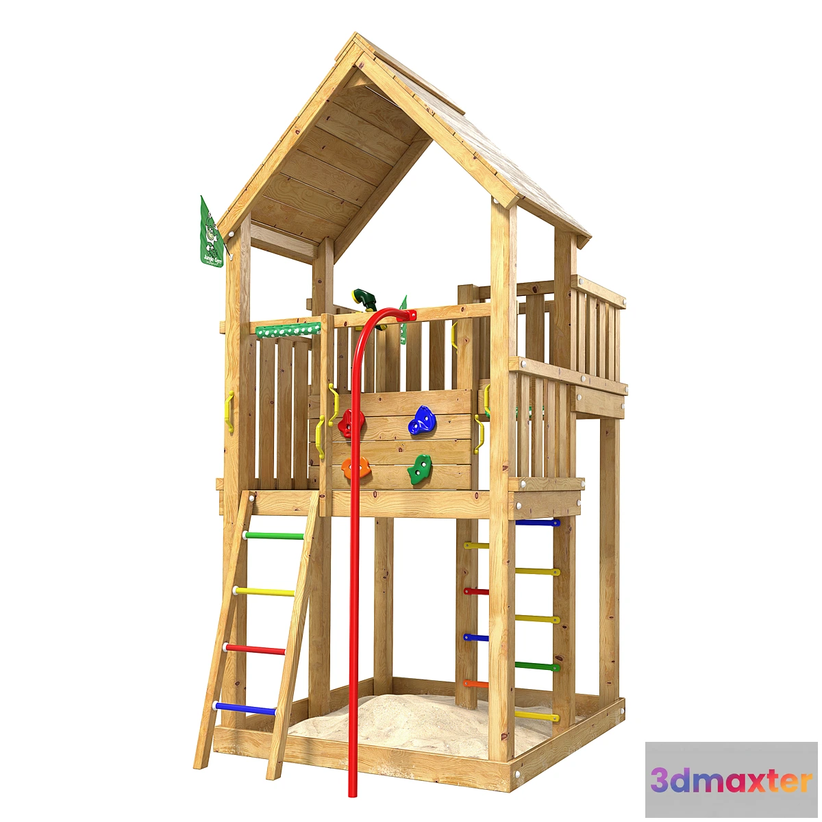 1474856 - Jungle Gym Climbing Frame for Small Garden - Jungle Palace Fireman’s Pole 3D Max