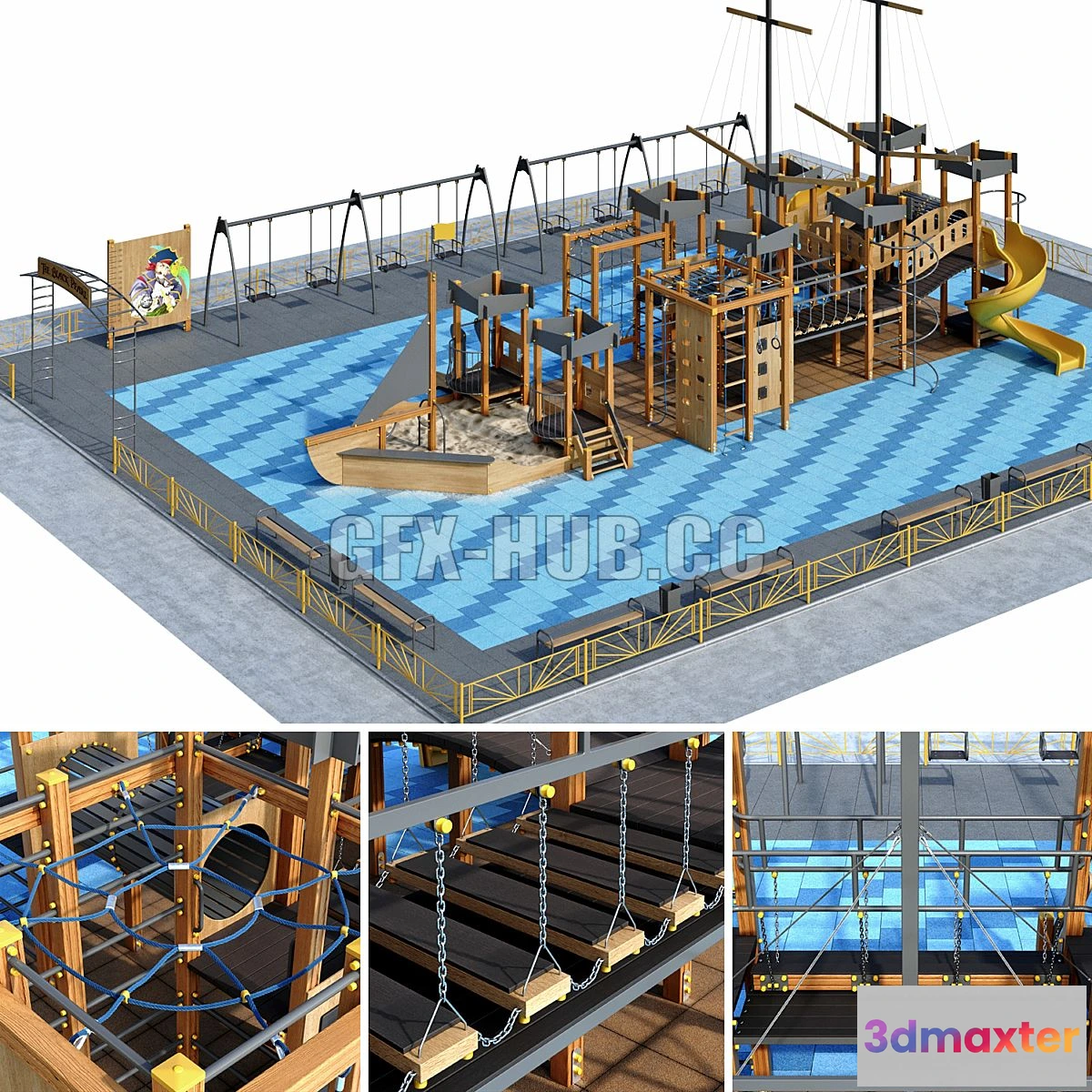 1557759 - Children playground Pirate ship. Boat. Sailboat 3D Max