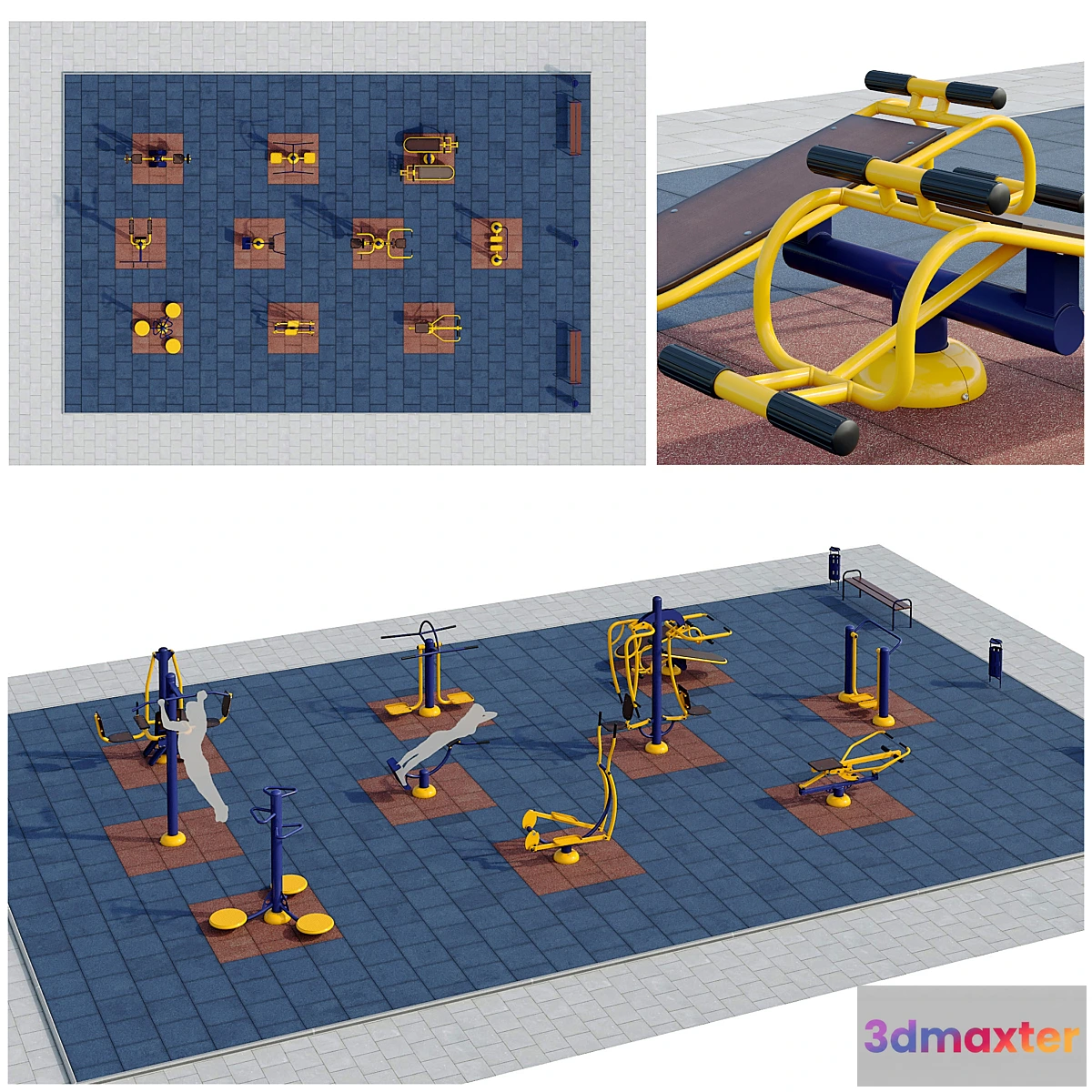 777673 - Sports ground with outdoor exercise trainers. Playground
