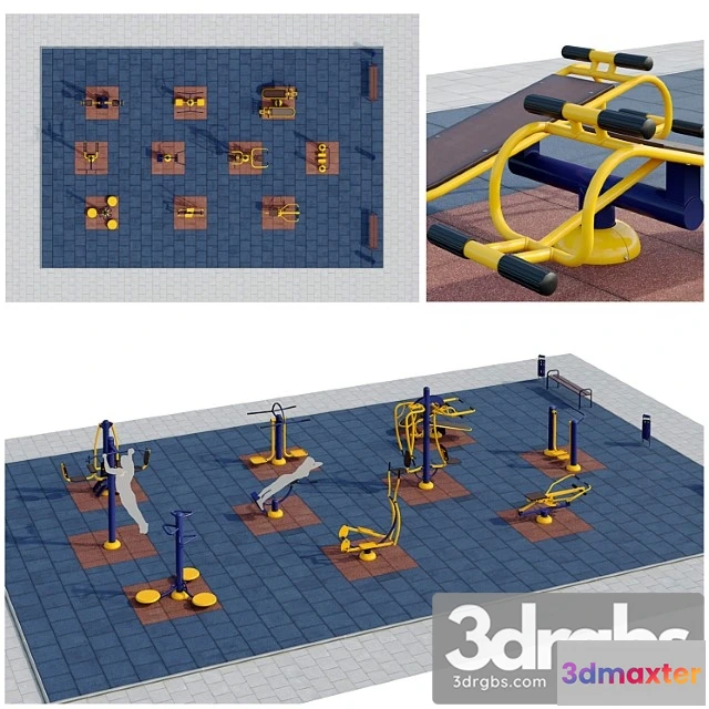 908406 - Sports ground with outdoor exercise trainers playground