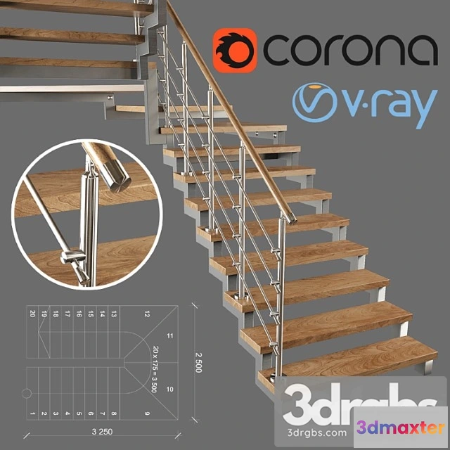 1006994 - A modern two-march staircase with running steps