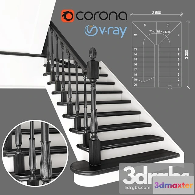 1007370 - Two staircase ladder with staggered steps 2 version