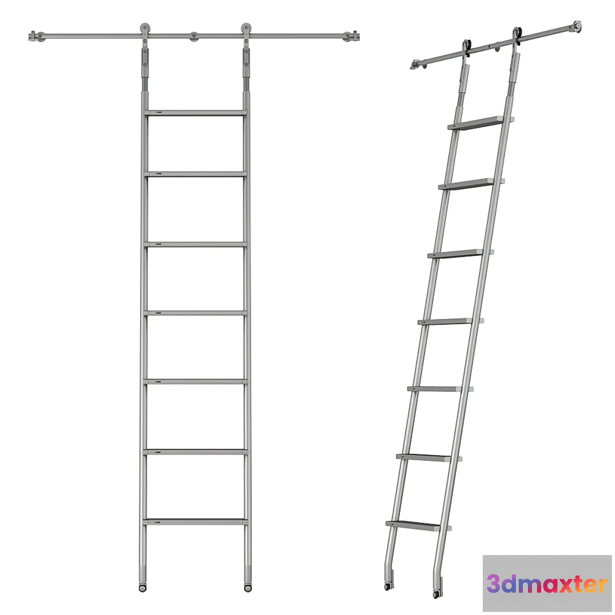 1315052 - MWE SL.6002.KL Telescoping Rolling Ladder 3D Max