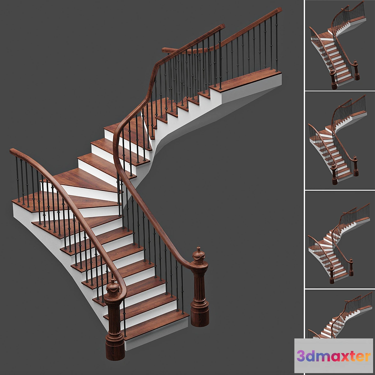 1331076 - Set of stairs with 4 style 3D Max