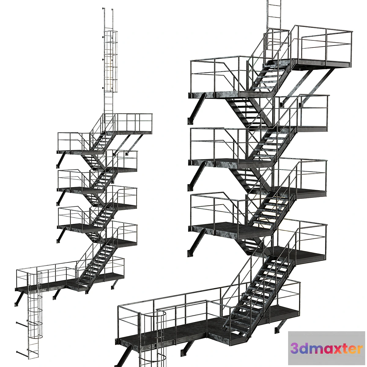 1352388 - Metal Outdoor Fire Escape Stairs 3D Max