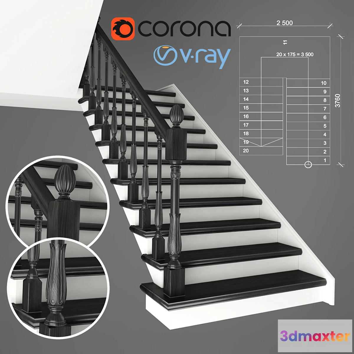 1356329 - Two-staircase staircase 2 version 3D Max