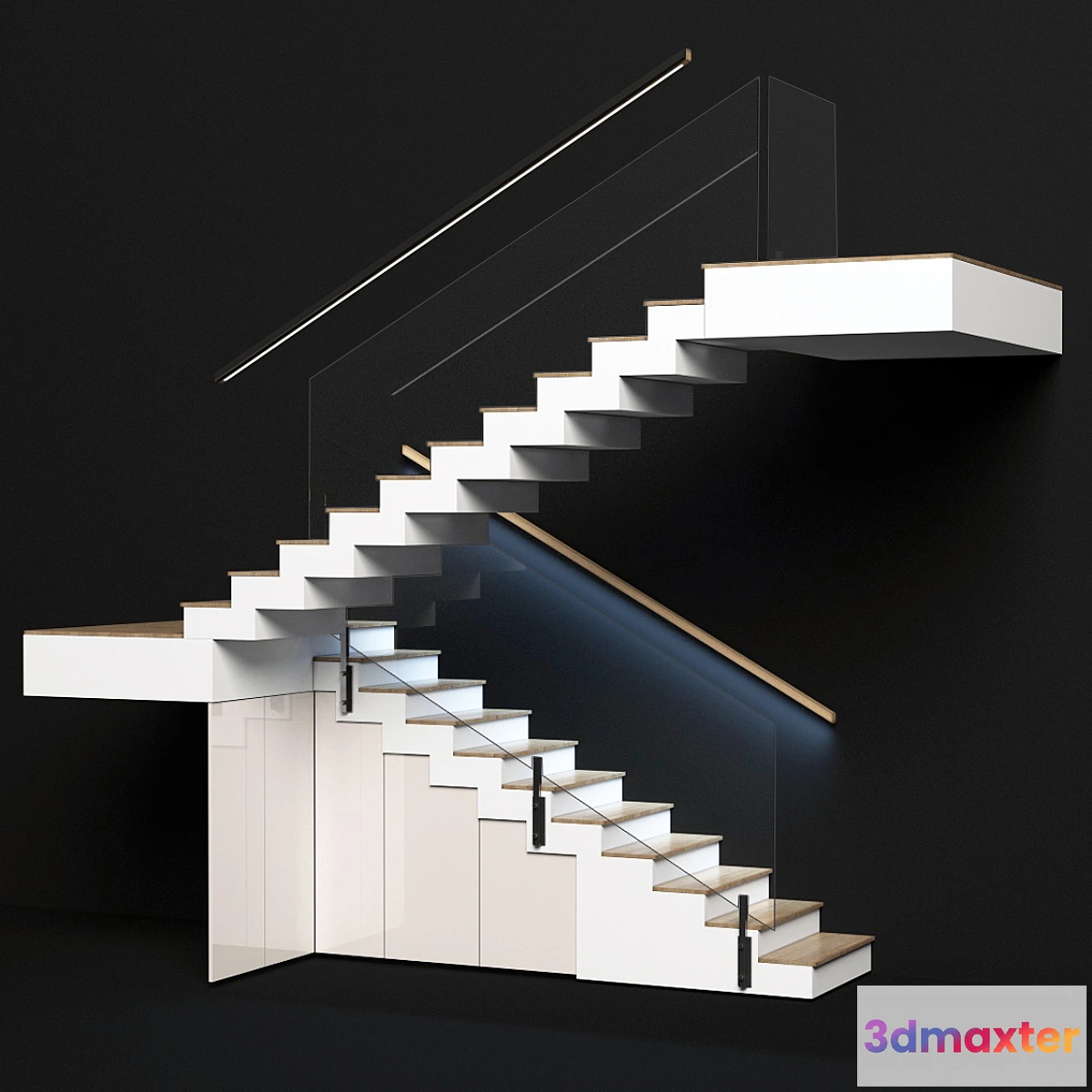 1394030 - Modern staircase with built-in storage system 3D Max