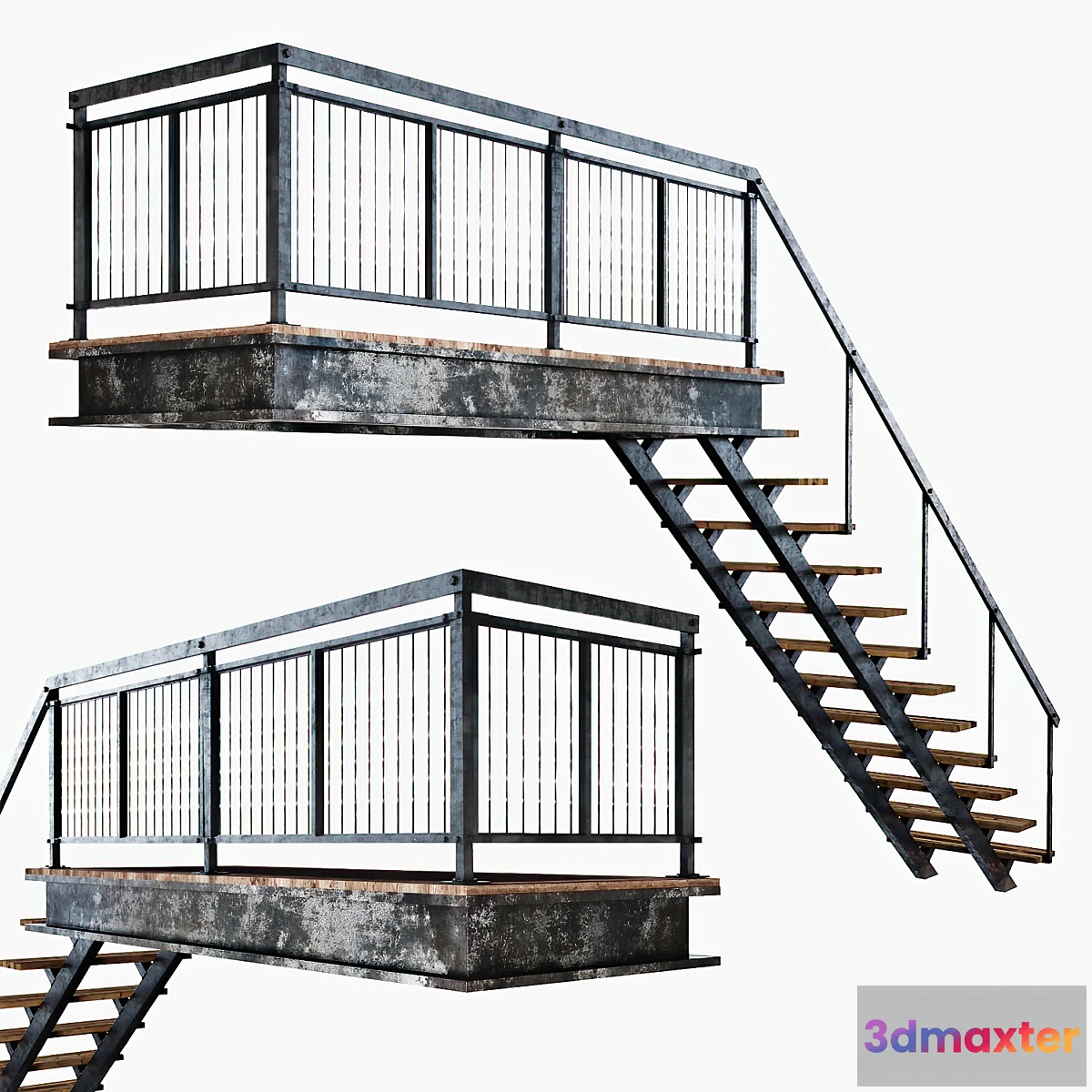 1459052 - Metal stair with railing 3D Max