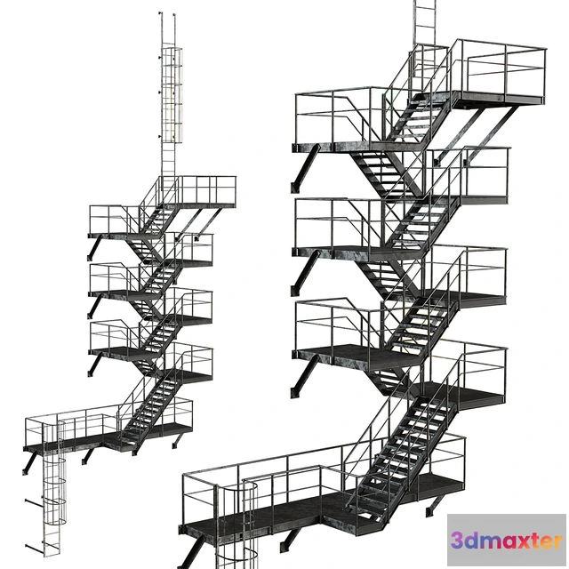 1538034 - Metal Outdoor Fire Escape Stairs 3D Max