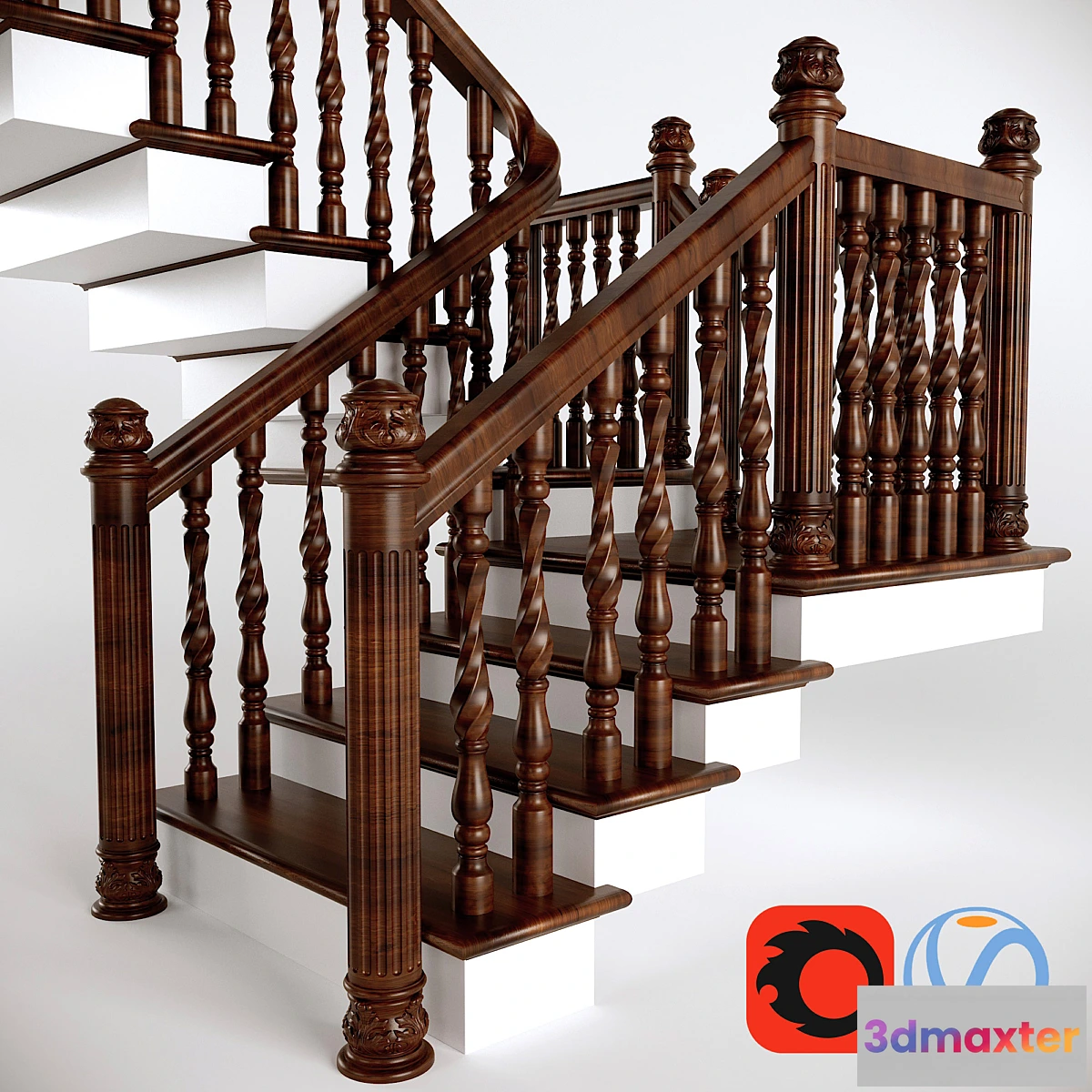 664899 - Wooden two-step ladder with a platform