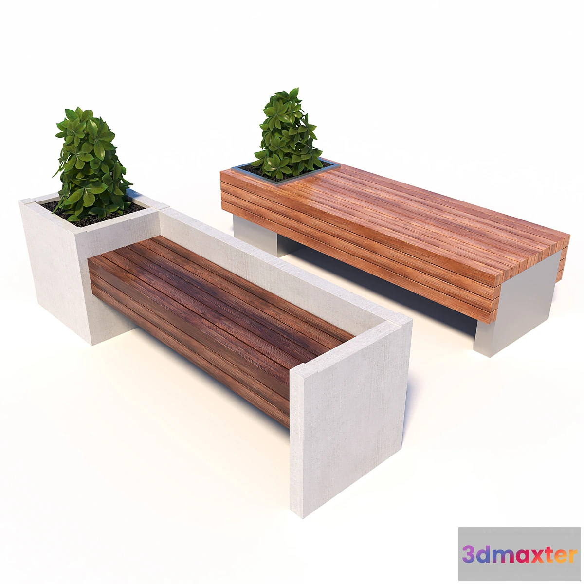 1326194 - Street benches with plants 3D Max