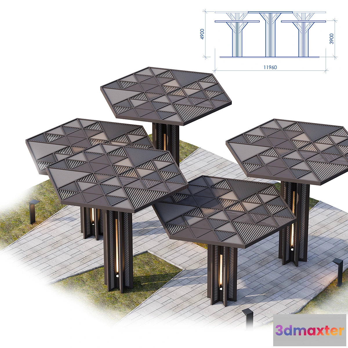 1353516 - Architectural composition of canopies 3D Max