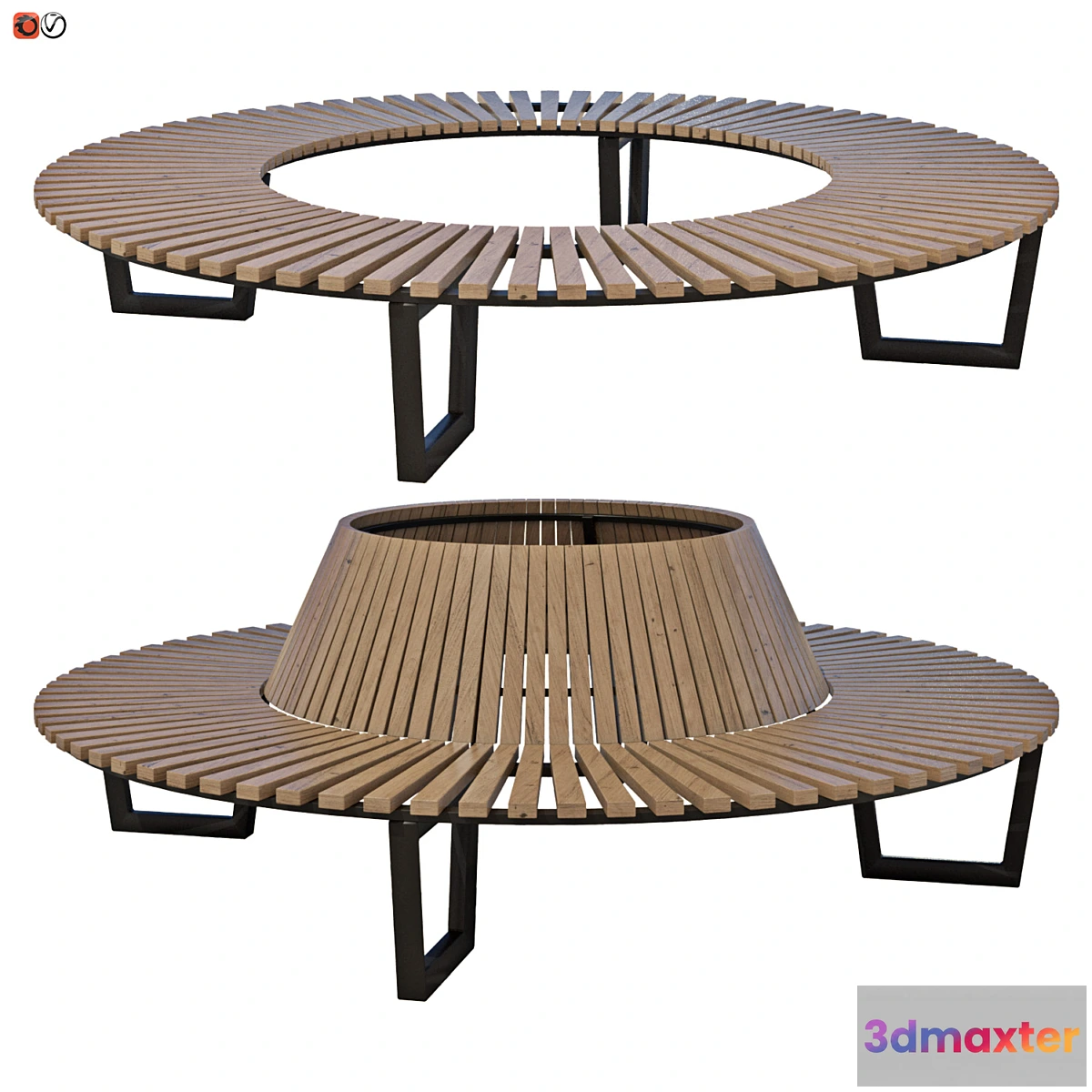 1356887 - Park bench under a tree round set 02 - No.2 3D Max