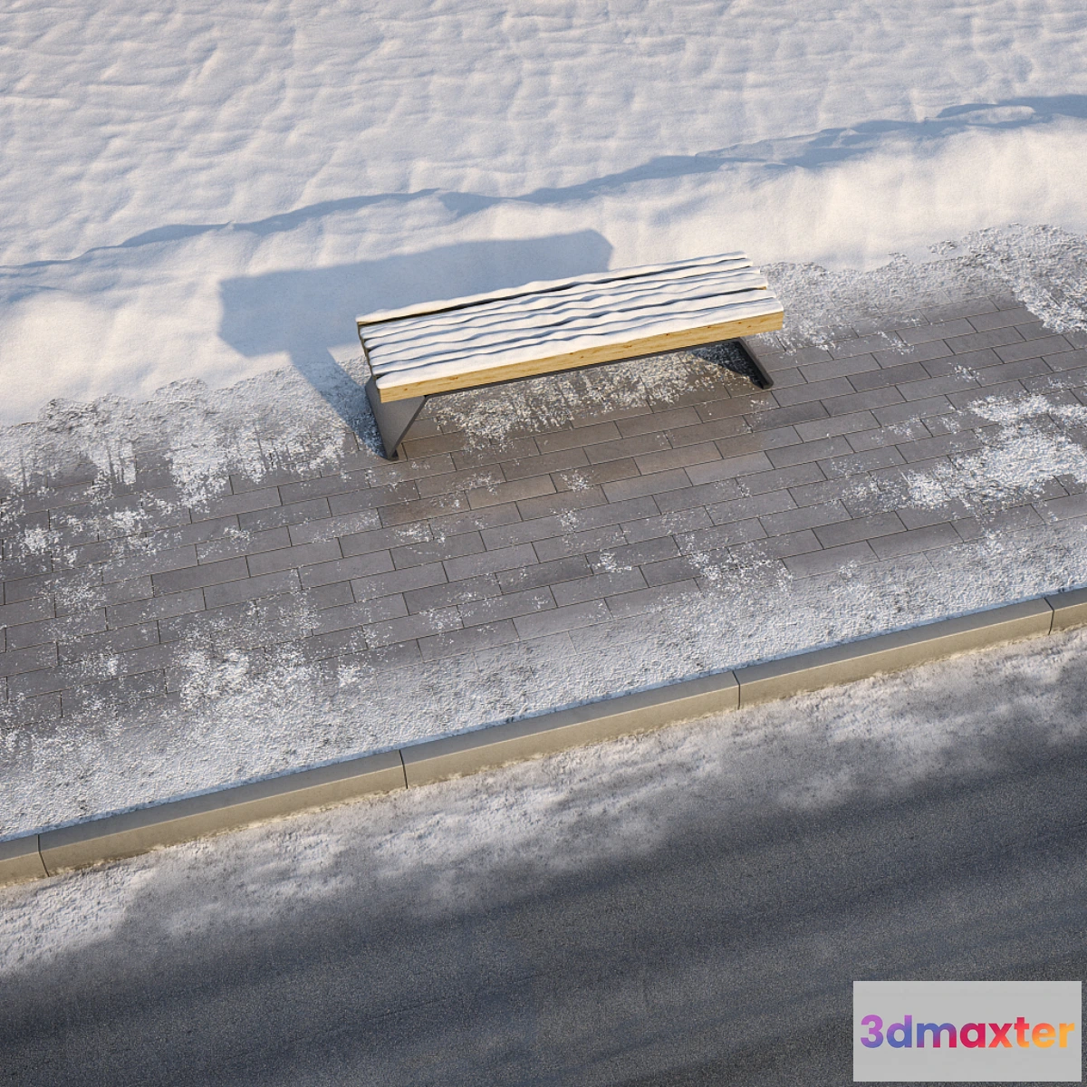 1357281 - winter pavement with a road - No.2 3D Max