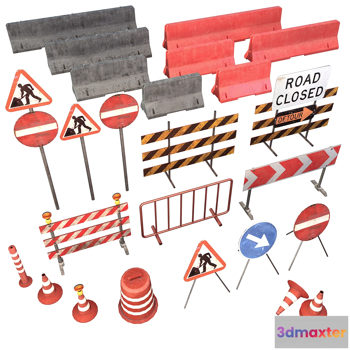1405020 - Road traffic signs set Low poly 3D Max