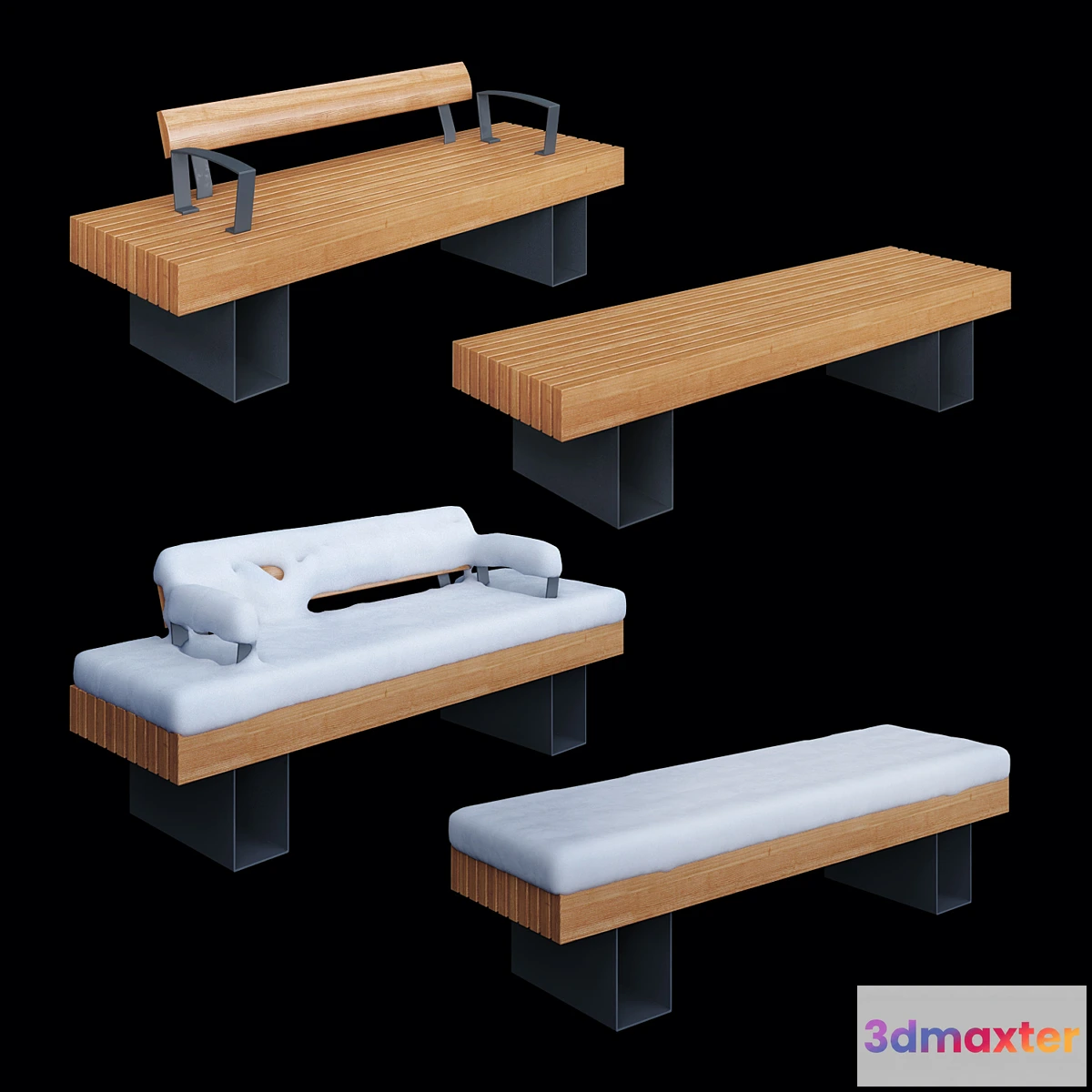 1408804 - Benches London Adanat under the snow 3D Max