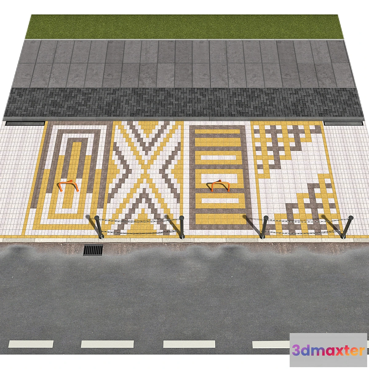 1423180 - Car parking sidewalk road 3D Max