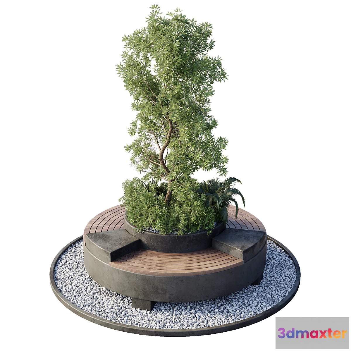 1432612 - Green Benches - Set Plants Tree 25 3D Max