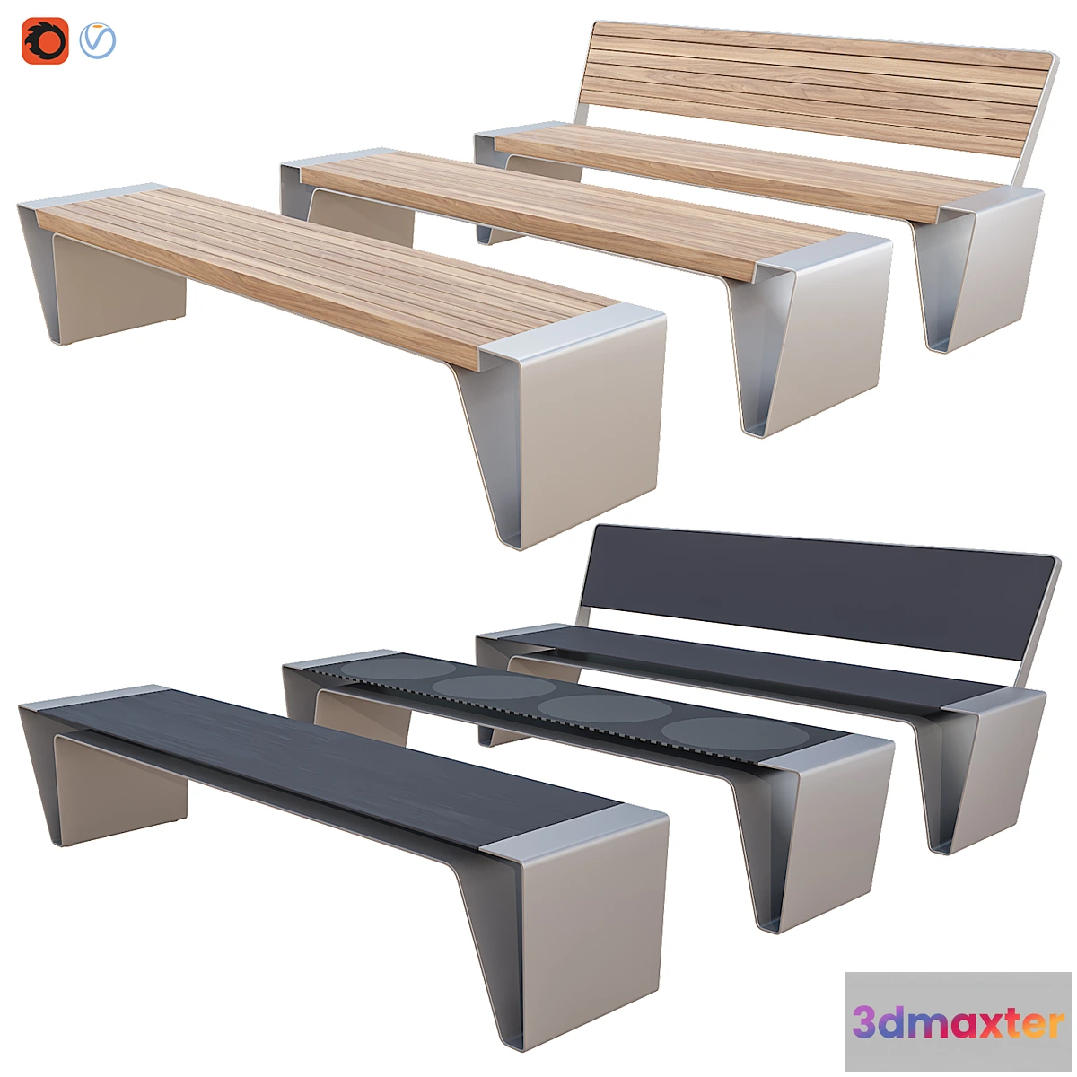 1442958 - Public bench RADIUM 2 3D Max