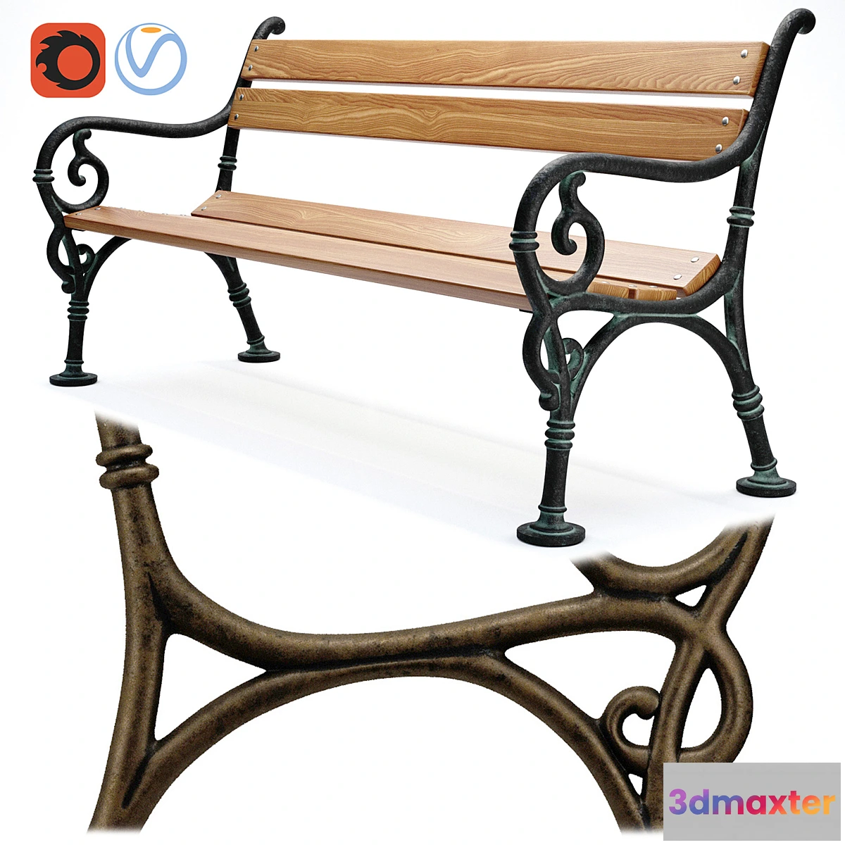 1443604 - Park Bench 02 3D Max