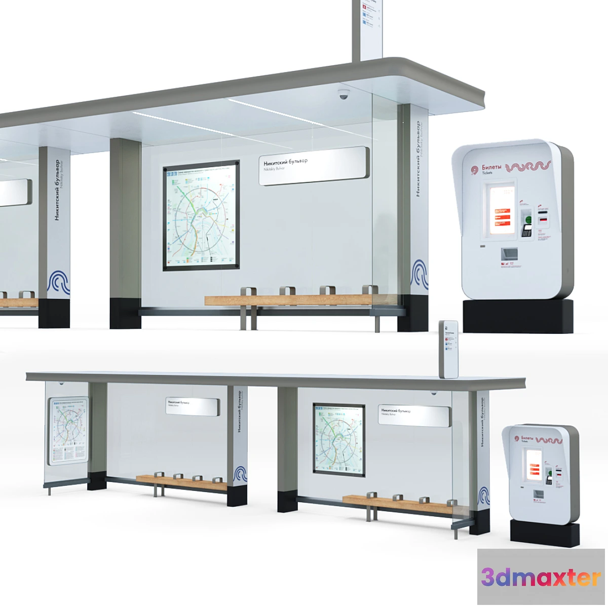 1446792 - The Moscow Transport stop is double 3D Max