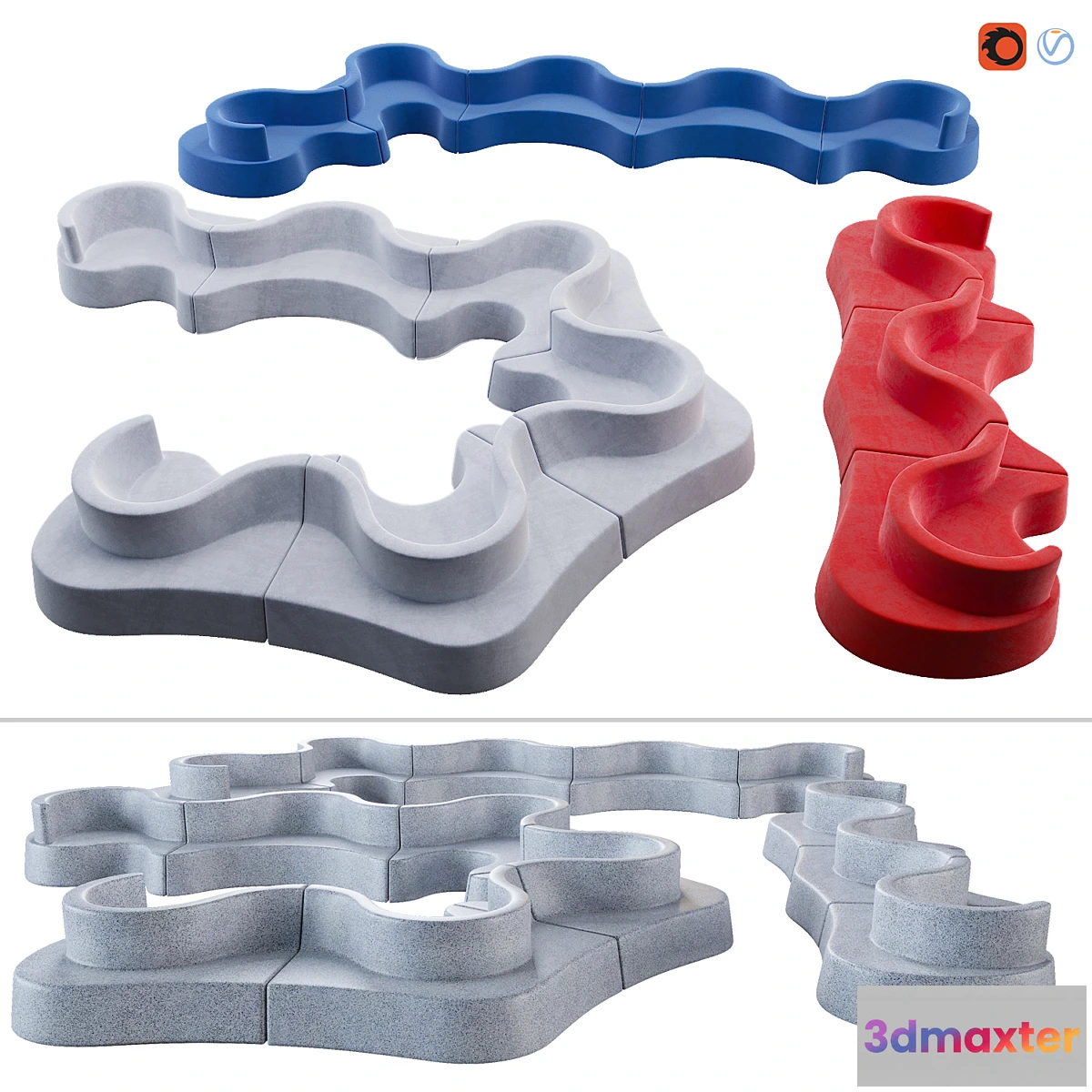 1447440 - Verpan Cloverleaf Sofa In and Outdoor 3D Max